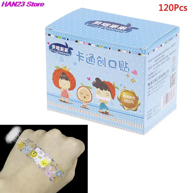 120PCS Waterproof Breathable PE Cute Cartoon Band Aids Adhesive Bandages Wound Dressing First Aid Stickers For Children Kids