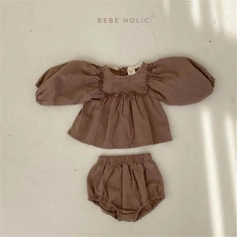 Baby Mädchen Spitze Stickerei Kleidung Sets Vintage Langarm Spitze Bluse + Bottom Shorts 2 stücke Outfits für Kleinkind Frühling anzüge – Detail 5