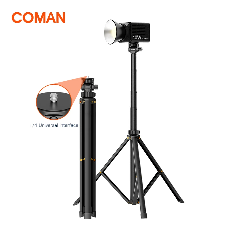 COMAN MT60 1.9M Extendable Photography Light Stand Adjustable With 1/4'' Screw Folding Studio Lighting Stand For Strobe Light