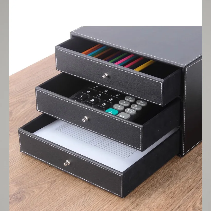 10PCS/set leather business office desk organization set writing board file cabinet file stand stationery organizer pen box K252