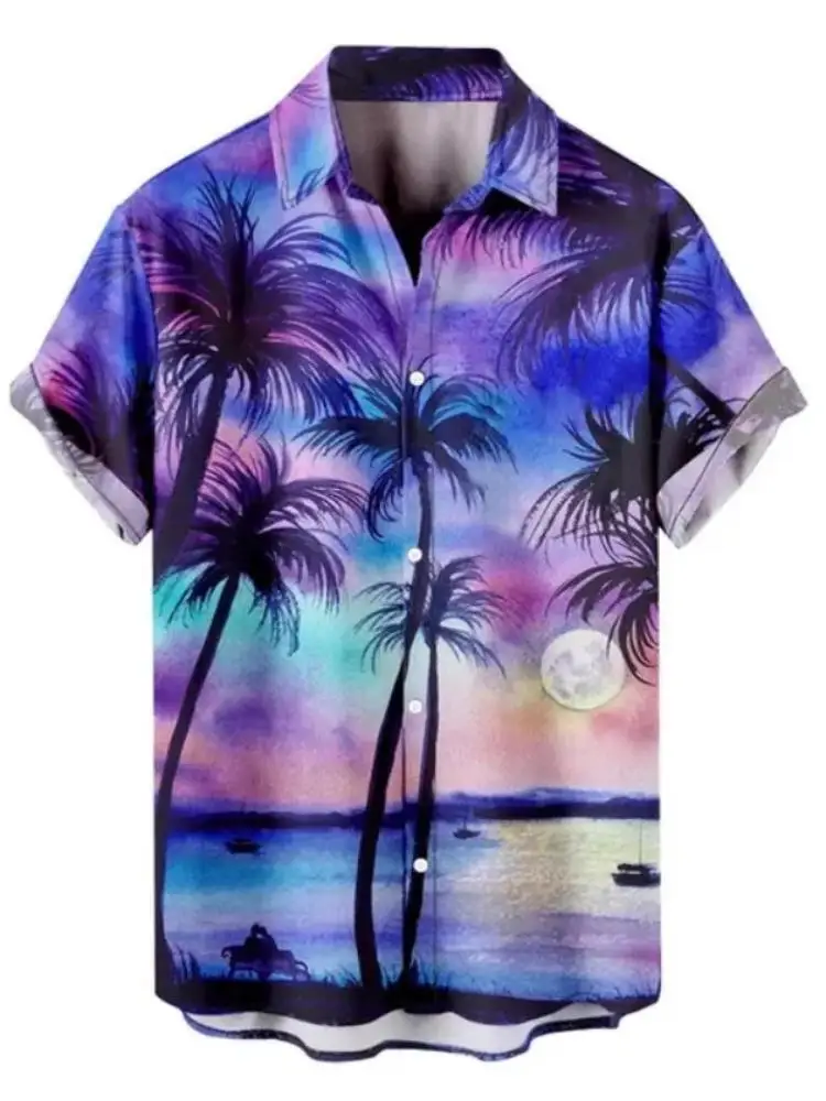 Hawaiian Stripe coconut Style Passionate Skull Shirt For Men's Short Sleeve 3D Printed Beach Vintage Fashion Loose Breathable