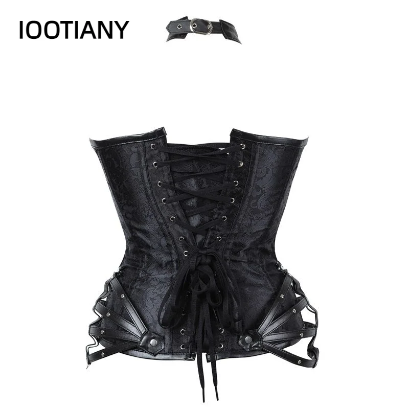 IOOTIANY Sexy Halter Steel Boned Zipper Corsets Bustiers Steampunk Corset Tops Gothic Clothing Modeling Strap Lingerie Tightenin