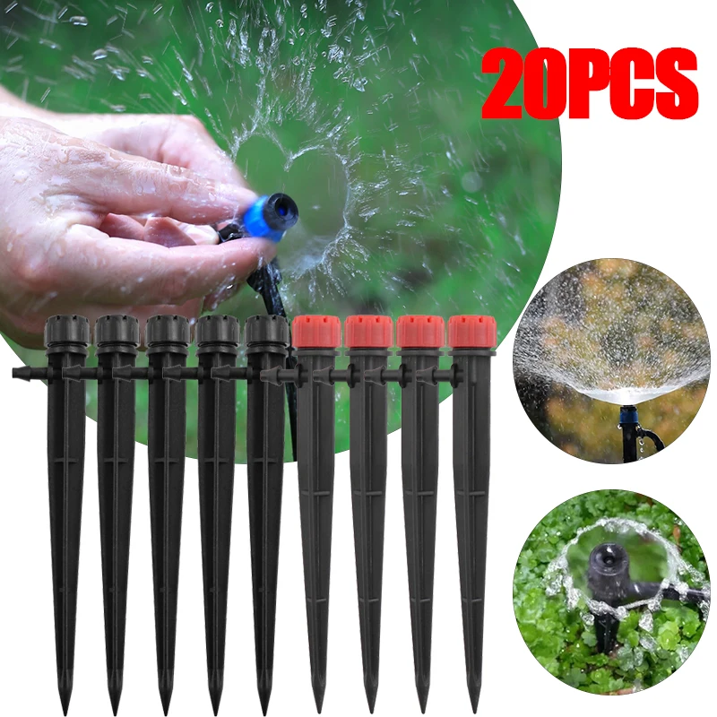 Irrigation Drippers Adjustable 360 Degree Sprinklers 8 Hole Micro Spray Nozzle PP Drip Emitters for Garden Greenhouse Watering