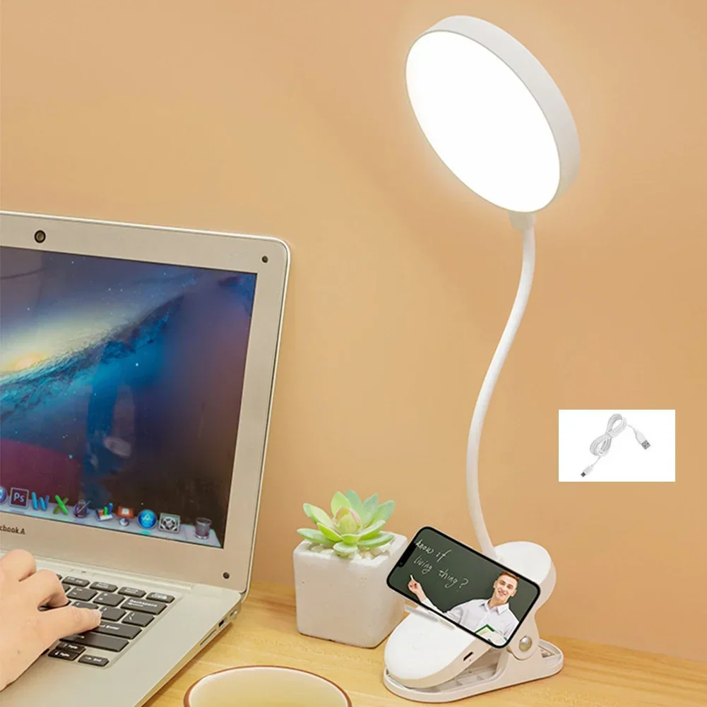 USB USB 테이블 램프 클립 침대 독서 야간 조명, LED 책상 램프, 조도 조절 눈 보호, DC5V, 3 가지 모드