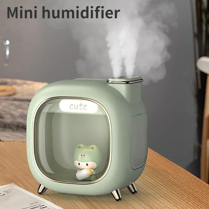 

USB Humidifier Cute Double Nozzle Air Wireless 500ml Home Air Humidifier with Colorful Night Light Aroma Essential Oil Diffuse