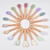 Baby Fork&Spoon Set Soft Silicone Head with Non-Slip Wooden Handle BPA Free Dishwasher Safe Ideal for Toddler Meals (6+ Months) 5