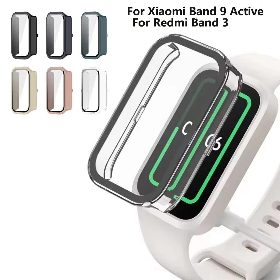Vidro temperado + capa para xiaomi smart band 9 protetor de tela ativa anti-risco capa protetora para xiaomi redmi band 3