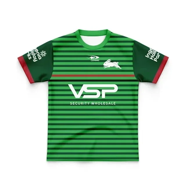 thumbnail image 1 of Camiseta de rugby local/visitante/entrenamiento para niños de South Sydney Rabbitohs 2024 - Talla para hombre: 16-26 (nombre y número impresos) Calidad superior, 1 of 5