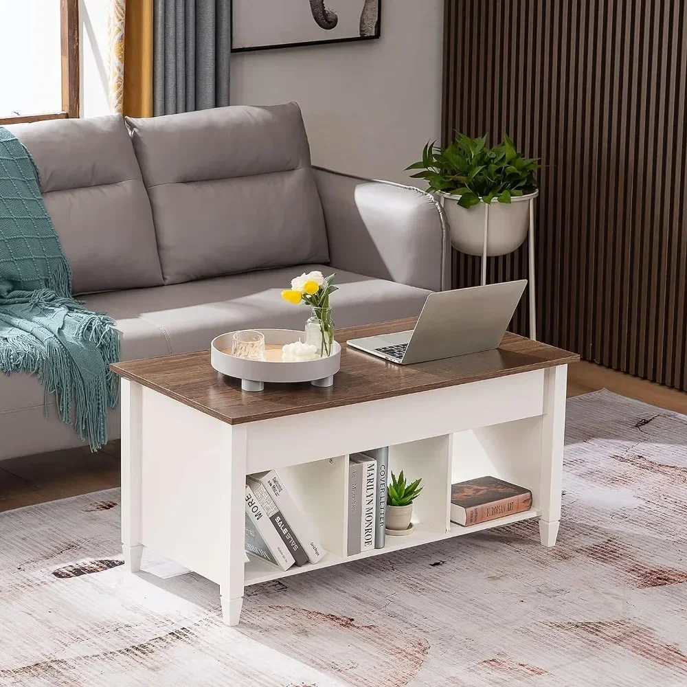 White Tea and Coffee Tables for Living Room,Chairs with Storage Shelf,Hidden Compartment Furniture,Lift Top Coffee Table,Dining