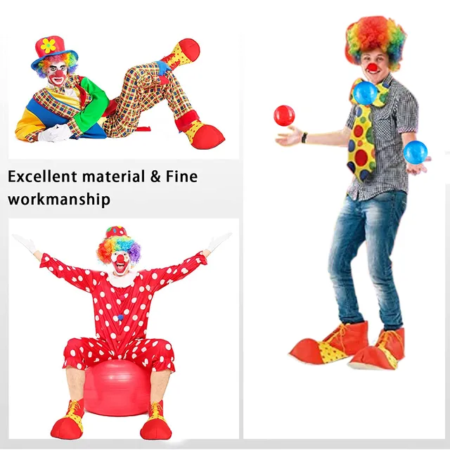 Clown Costume For Kids Clown Nose Clown Bow Tie And Shoes Clown Nose Accessories Bow Tie For Boys And Girls Carnival Party 3