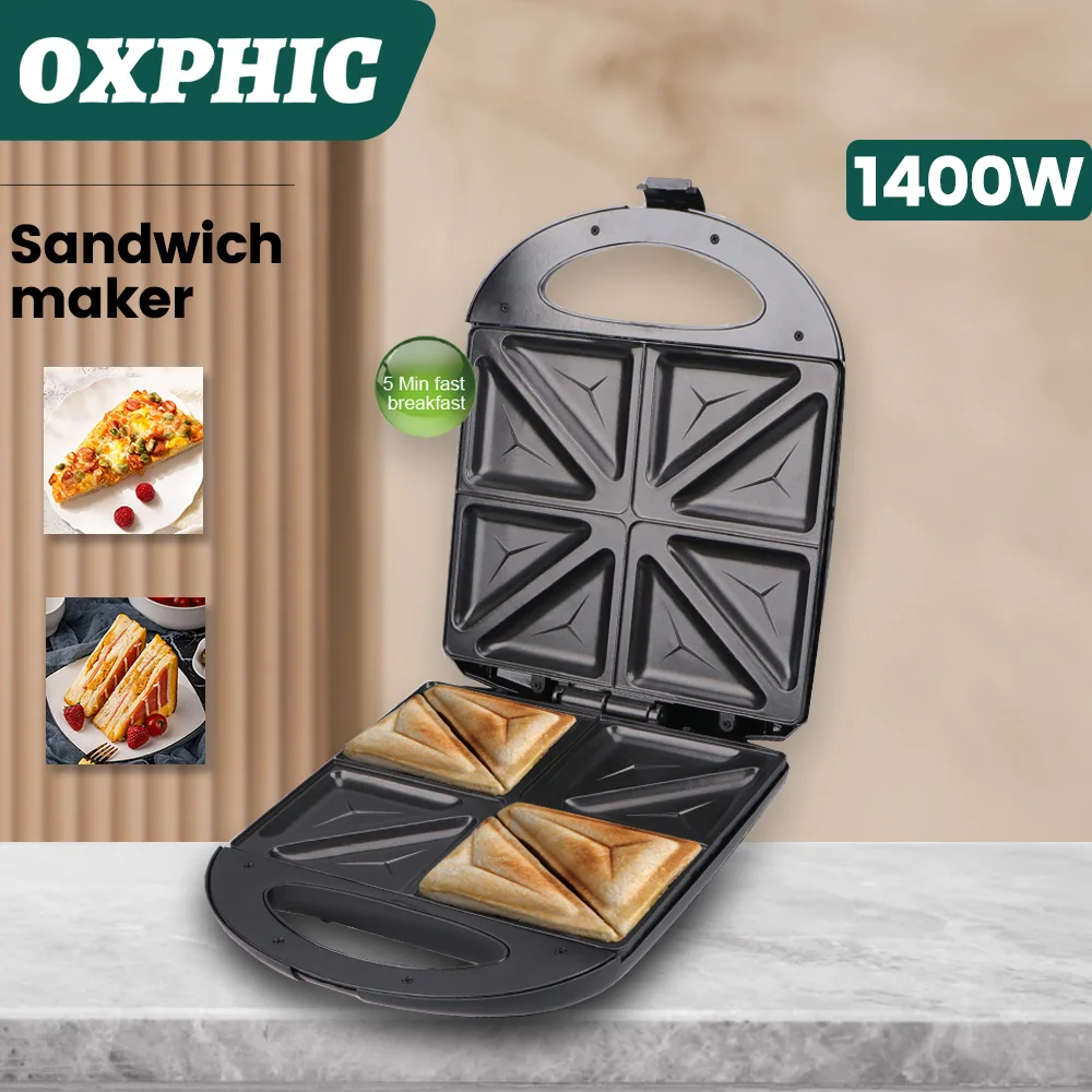 OXPHIC 1400W Electric Sandwich Maker Toasting Machine Fast Breakfast