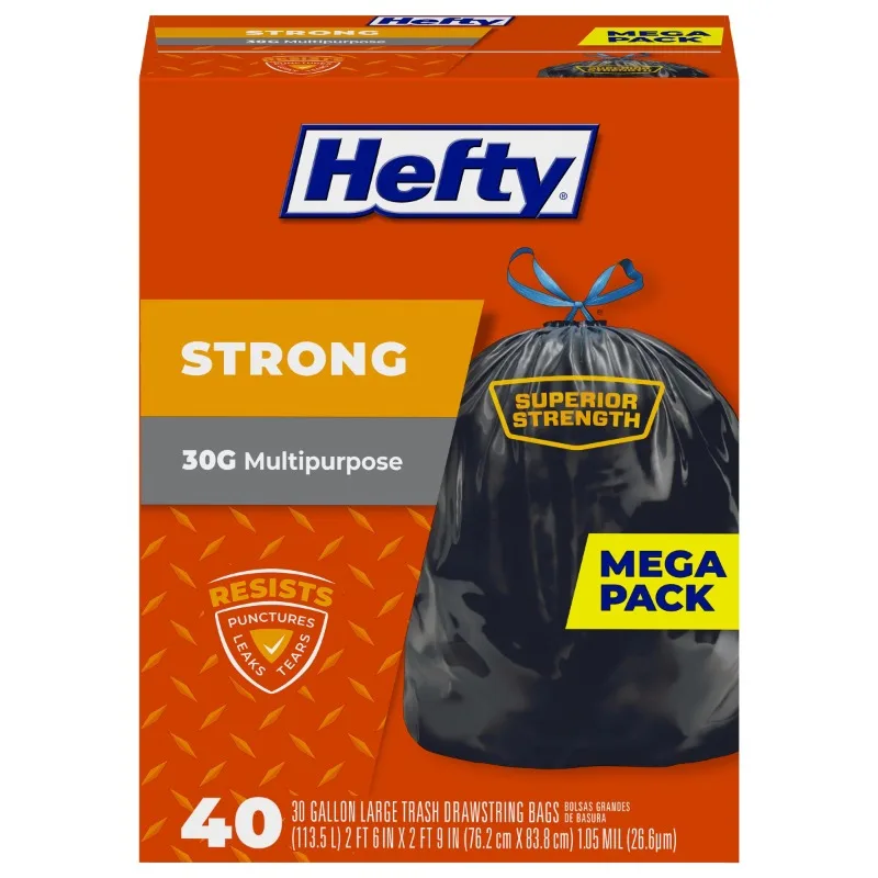 

Hefty Strong Large Trash Bags, 30 Gallon, 40 Count