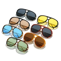 Lunettes de soleil pilote de mode pour femmes, surdimensionnées, Punk, marque de styliste, tendance, rue, métal, Double pont, lunettes 6