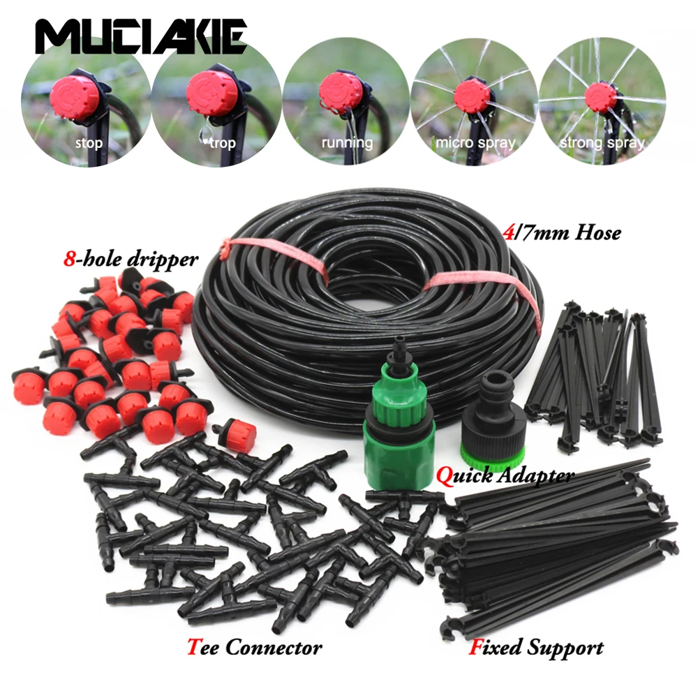 MUCIAKIE 50M-5M DIY Drip Irrigation System Automatic Watering Garden Hose Micro Drip Watering Kits filters and regulators
