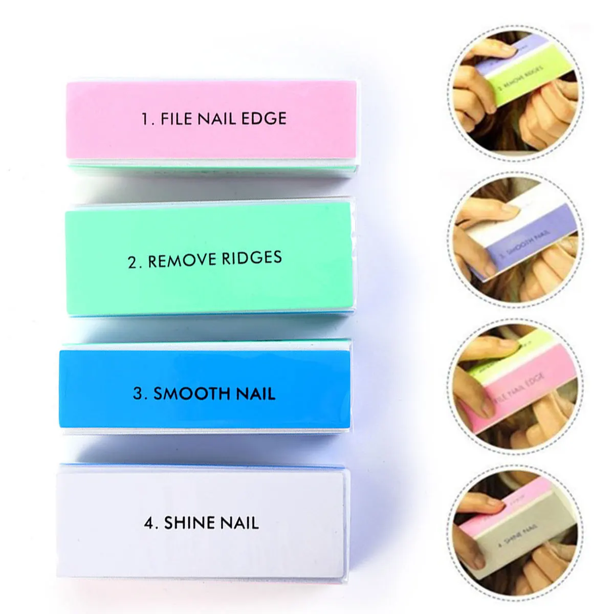 Nail Buffer Professional Nail Buffer Block Reusable File Buffer Polishing Block 4 Way Shine File Polish Nail Manicure Tool
