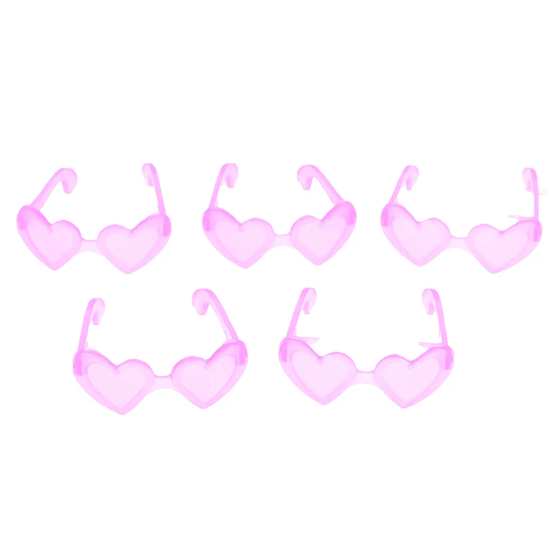 10Pcs Dolls Accessories Mini Plastic Heart Shape Glasses For Dolls 1/6 Doll Eyes Sunglasses Doll House Kids Toy Party Glasses