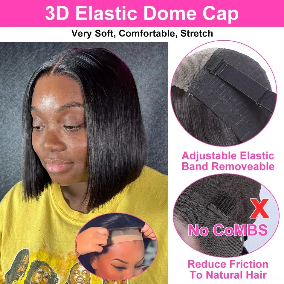 220% 13x4 Straight Short Bob Wig Lace Front Human Hair Wigs For Women 5x5 Wig HD Transparent 13x6 Lace Frontal Wig