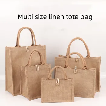 Borsa da donna in lino borsa da spiaggia in tela Eco borse borsa per la spesa portatile con manico superiore borsa a tracolla semplice grande borsa a tracolla di dimensioni Multiple