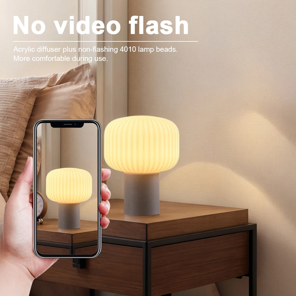 Table Lamp Wireless Bedside Lamp with Touch Control Mushroom Lamp LED Night Light for Bedroom Living Room 3