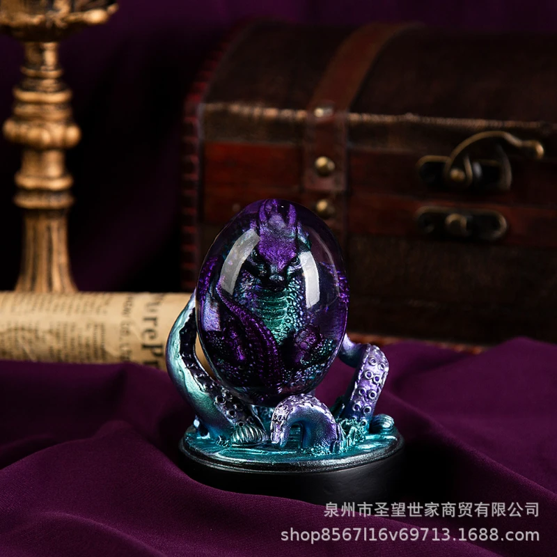 

Creative Crafts Decoration Glowing Lava Dragon Egg Transparent Resin Octopus Decoration Resin Crafts