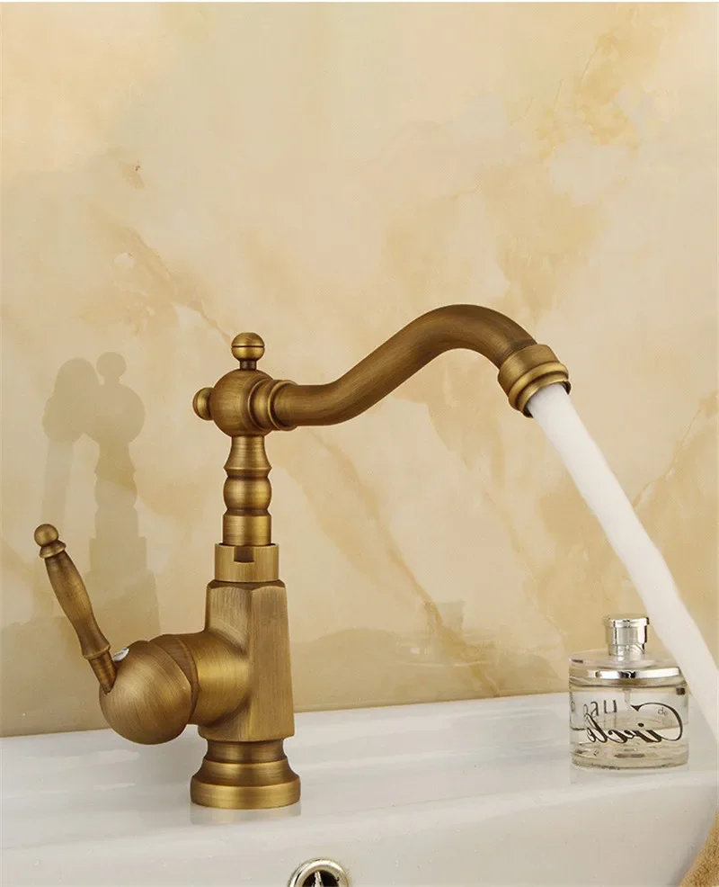 Description Picture 4 of itemGold Basin faucet Antique Bronze bathroom Deck Mounted Black Kitchen Faucet sink tap Hot Cold Chrome basin Tap Brass