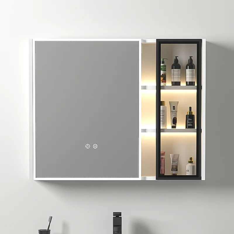 Cheap Price Plywood Bathroom Vanity Cabinet With Ceramic Basin Bathroom Vanity With Body Sensor LED Mirror Cabinet