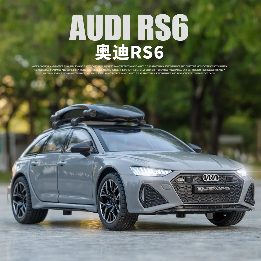 1/24 Audi RS6 Avant Station Wagon Alloy Car Model Diecast Metal Toy Vehicles Car Model Sound and Light Toys Gift