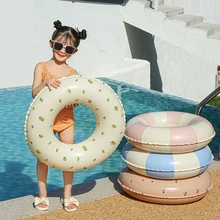 Children Summer Stripe Inflatable Swimming Ring Toy Kids Beach Play Outdoor Swimming Pool Play Water Swimming Ring Toy Gifts