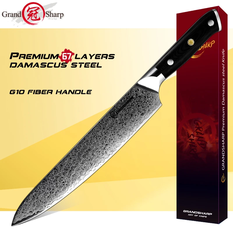Grandsharp 9.5 Inch Damascus Chef Knife 67 Layers AUS 10 Steel Japanese