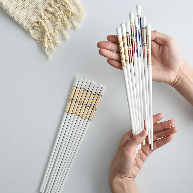 

5 Pairs Chopsticks Food Sushi Sticks Reusable Korean Non-slip Chopsticks Set Sushi Baguette Household Tableware