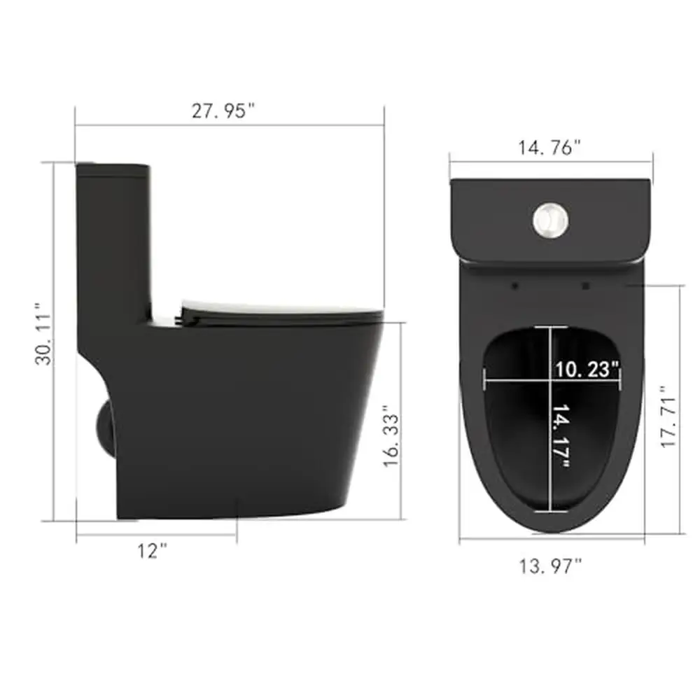 Modern Black Dual Flush Elongated Ceramic Toilet with Comfortable Seat Height 12'' Powerful & Quiet Self-Cleaning Design 5