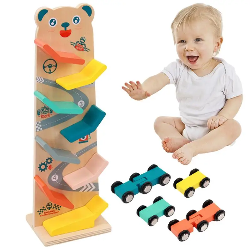 

Car Ramp Track Toy Race Track Toy For Toddlers With 4 Racer Cars Toy Vehicle Playsets With Eight Consecutive Rainbow Tracks