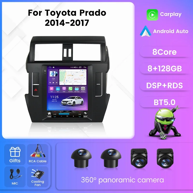 

For Тесла Стиль Экран автомагнитола 2дин android For Тойота Ленд Крузер Прадо For Toyota Land Cruiser Prado 150 2013 - 2017 магнитола для авто GPS мультимедиа Штатная магнитола устройство до 8-ЯДЕР, до 8 + 128ГБ