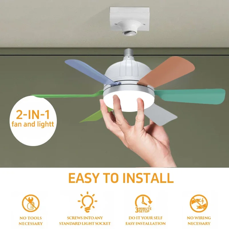 e27 socket fan light ventilador luz led de techo AC hogar cooling cold  home cocina celling living room ampoule ventilateur fan 2