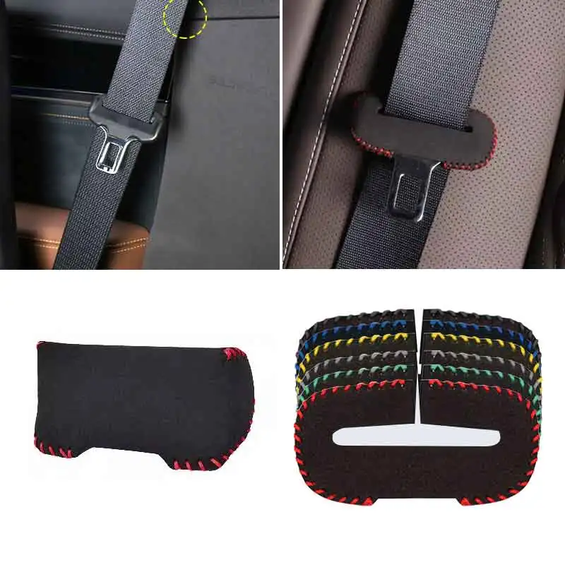Seat Belt Protection Seat Belt Covers Seat Belt Protector Car Seat Belt Accessory Universal Car Seat Belt Buckle Clip Protector leather Interior Button Case Anti-Scratch Cover Safety Accessories