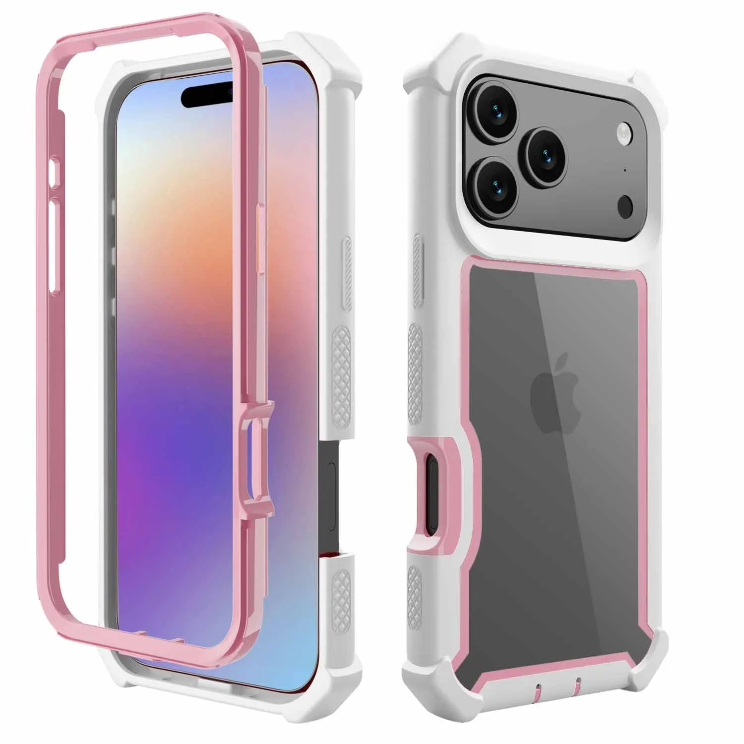 Enhanced Shockproof Armor Phone Case - 2-in-1 Hit Color Design with Clear Acrylic Hard Cover
