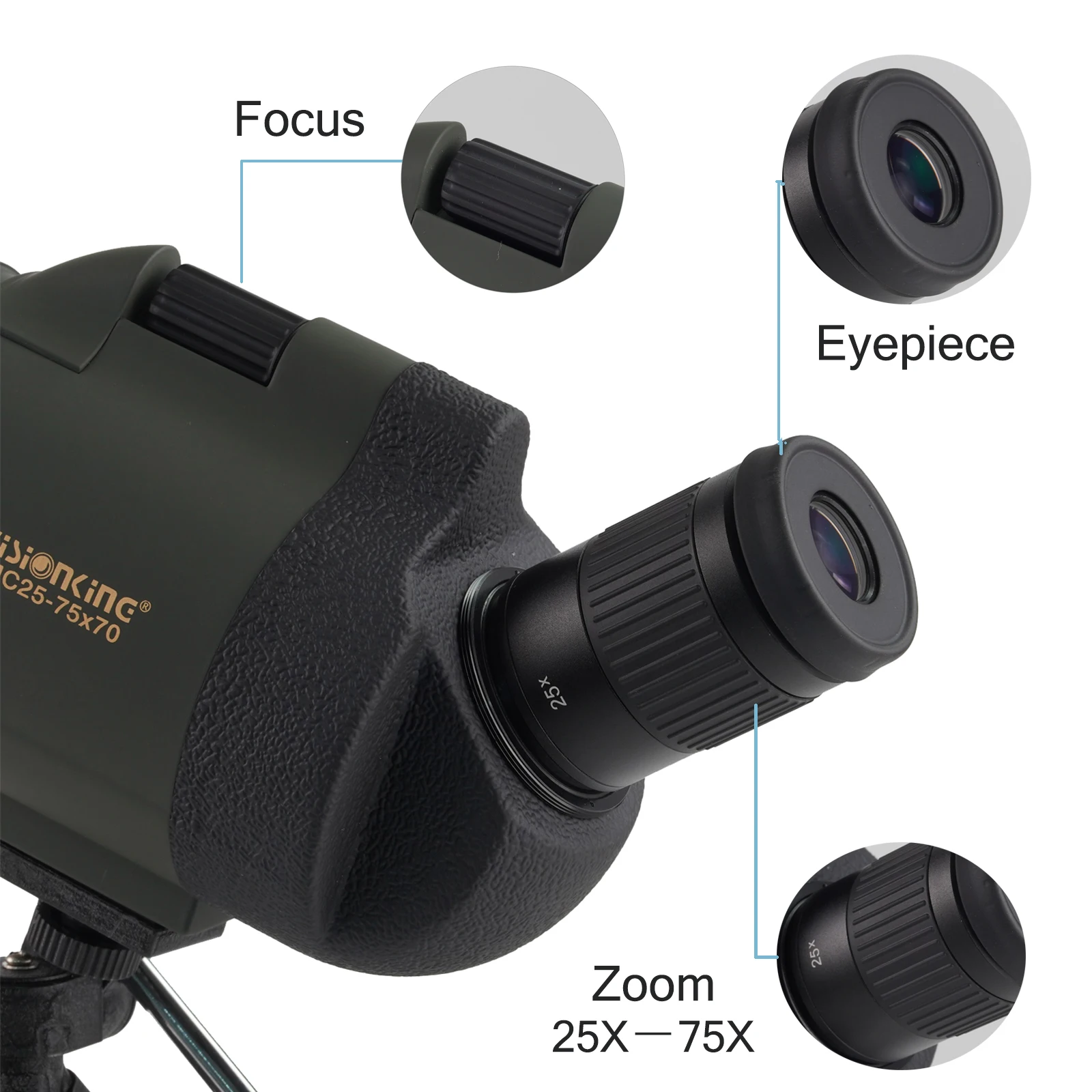 25-75x70 Mak Zoom Spotting Scope Light Weight Bak4 FMC Monocular Birdwatching Camping Equipment Telescope With Tripod Visionking spotting scope