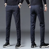 Men's New Autumn Brushed Casual Pants Korean Fashion Versatile Anti-wrinkle No-iron Straight Slim Trousers Solid Color Male 1