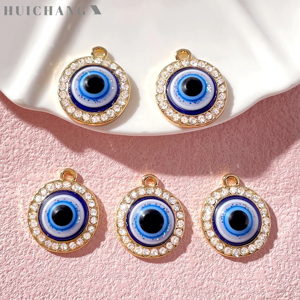 

5Pcs Blue Evil Eye Crystal Charms Turkish Lucky Eye Pendants For Necklace Earrings Making DIY Handmade Craft Accessories Jewelry
