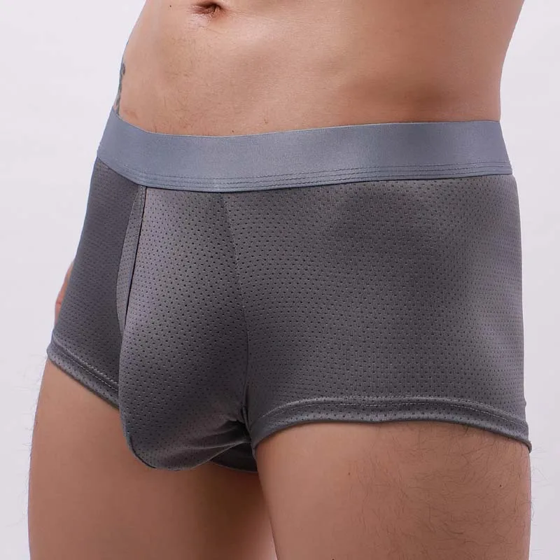 Hot Penis Hole Men Boxers Underwear Sexy Mesh Penis Pouch Male Panties Men U Convex Trunks Boxershorts Gay Lingerie Underpants 3