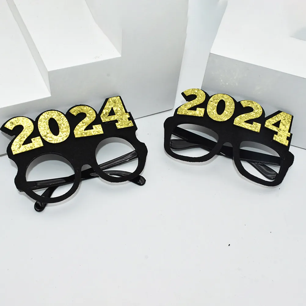 2Pcs 2024 안경 소품 창의적인 새해 파티 안경 장식 공연 사진 파티 용품 새해 안경
