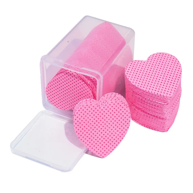 200Pcs Lint-Free Nail Polish Remover Cotton Wipes Heart Shaped UV Gel Tips Remover Cleaner Paper Nails Polish Art Cleaning Tools