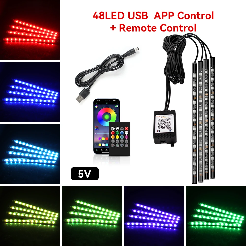 ตัวเลือกสินค้า ไฟ LED ตกแต่งรถ Ambient ควบคุมเพลงอัตโนมัติ