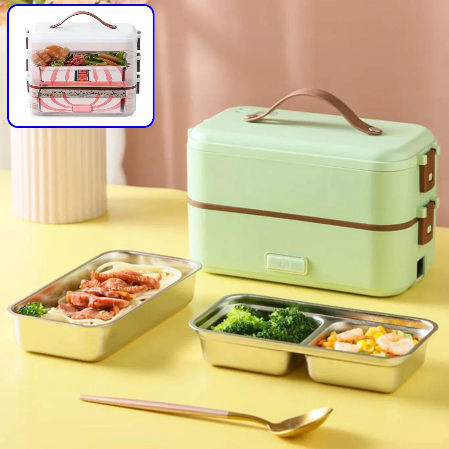 

Electric Lunch Box,Heated Thermal Lunch Box,Multilayer Layers Portable Food Warmer LunchBox for Car,Truck,Office Workers,Student