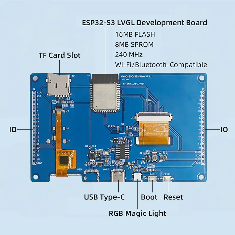 ESP32 S3 4.3 Inch 480*272 Capacitive Touch Screen 8MB PSRAM 16M Flash 240 MHz Development Board for LVGL WIFI Bluetooth image 5
