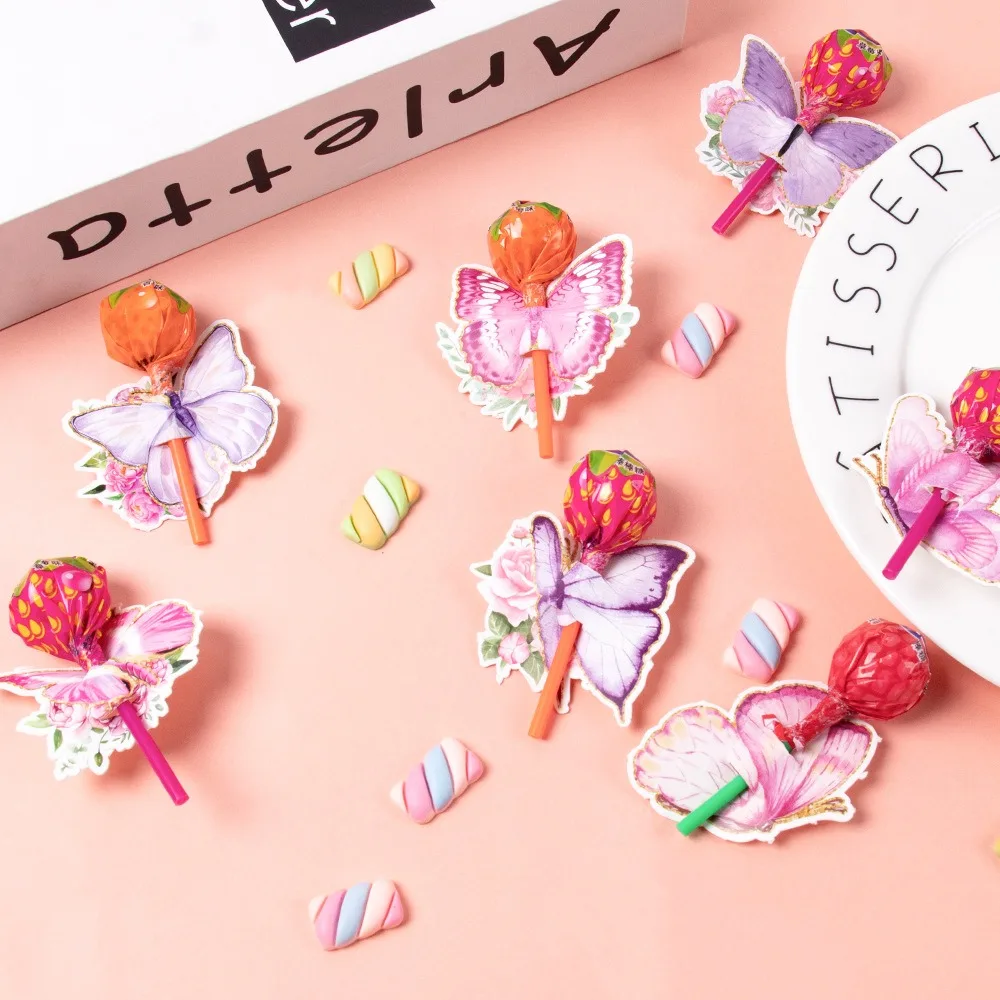 8-32 Stück Kreative Papier-Schmetterling-Lollipop-Karten für Geburtstage, Karneval, Feiern, Feiertage, Süßigkeiten-Dekorationen – Detail 7