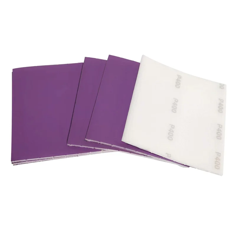 보라색 자동차 페인트 광택용 핸드 테어 스펀지 사포 115x125mm 플라스틱 부품 하드웨어 미용 관리용 연마 롤