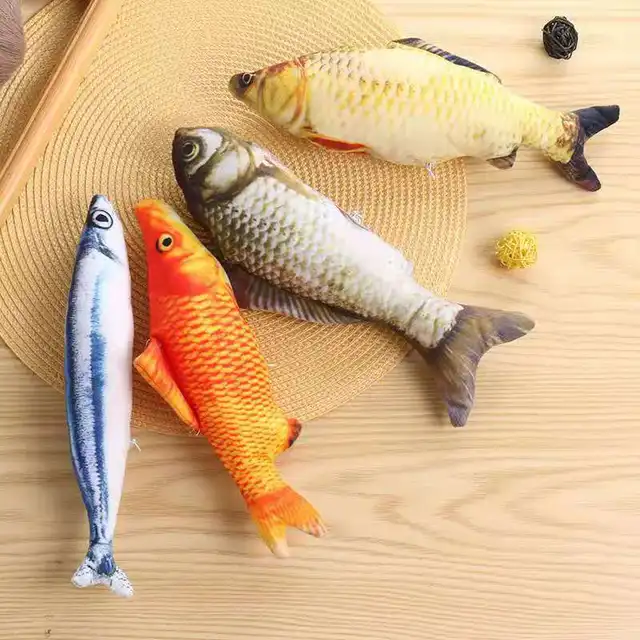 20/30/40 Creative Cat Toy 3d Fish Simulation Soft Plush Anti-Bite Catnip Interaction Chewing Fake Cat Fish Toy Pet Supplies 3