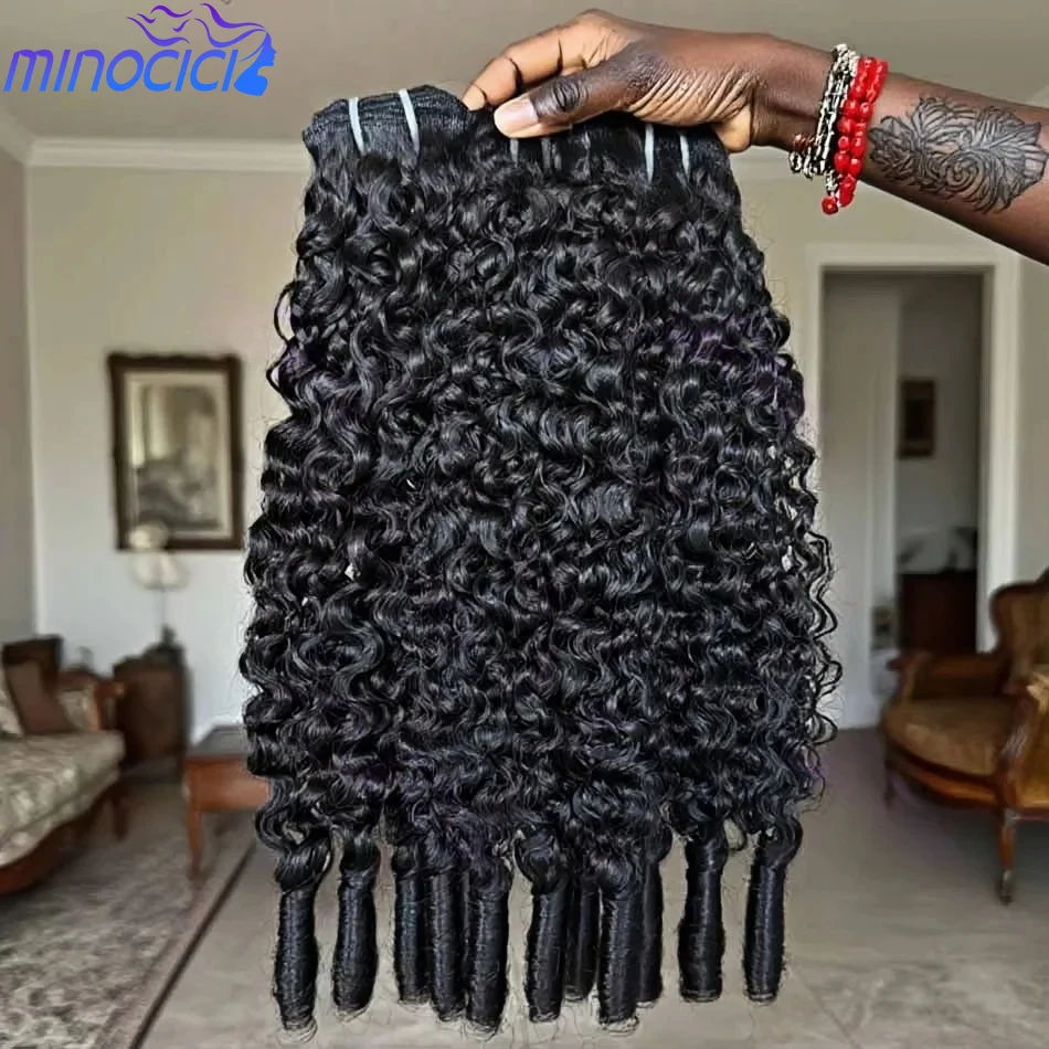 12A Burmese Curly Human Hair Bundles Water Wave Bundles Virgin Weave Human Hair Extensions Curly Ends 1/3/4 Pcs Black 30 40 Inch 1