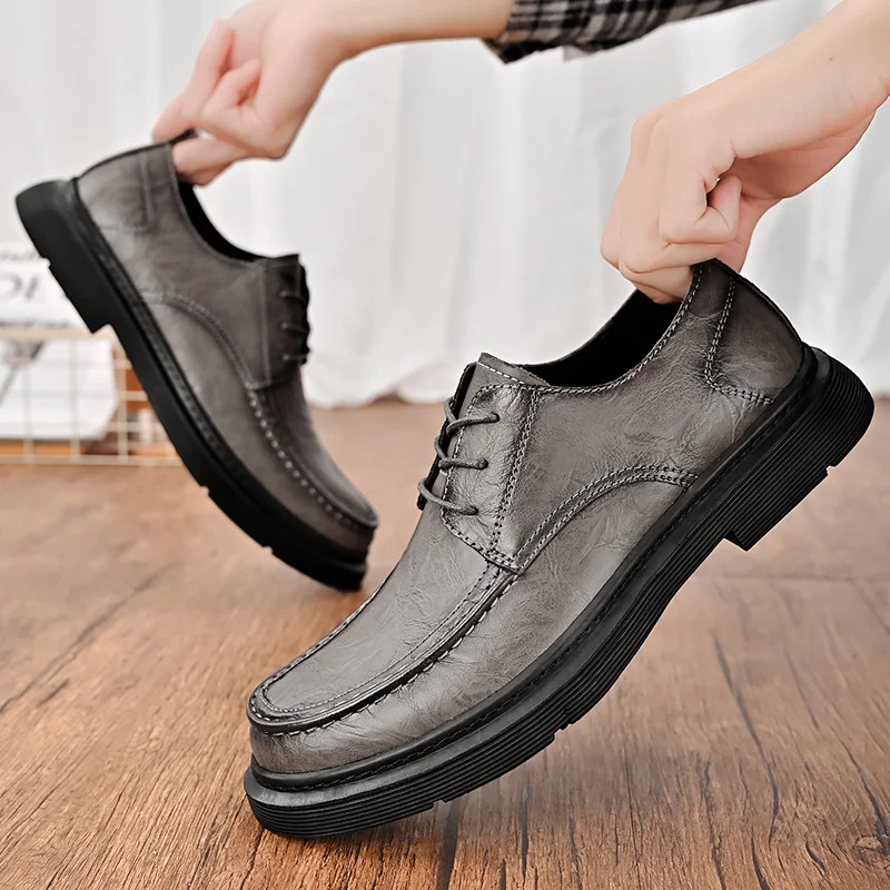 Casual Leather Shoes for Men Slip Comfy Lightweight Walking Shoes Lightweight _voghion.com
